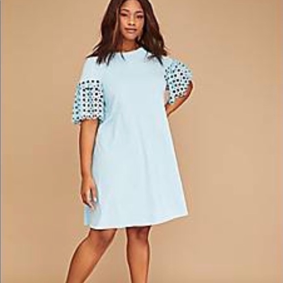 Lane Bryant Dresses & Skirts - Lane Bryant Blue Crochet-Sleeve Swing Dress 18/20